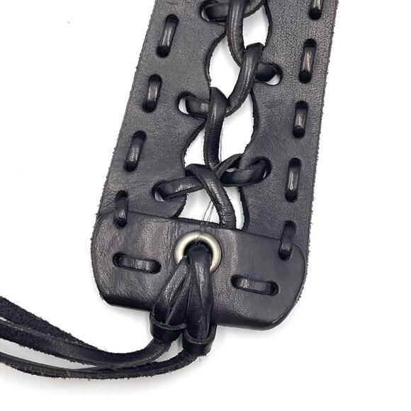 VINTAGE HIPPIE BOHO leather tie belt black handmade / crafted main image 8